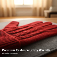 Cashmere Five-Finger Gloves Soft Texture All-Gender Warm Gloves Winter Accessory Ribbed Knit Extended Wrist Coverage