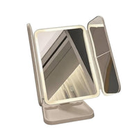 Tri-Fold Makeup Mirror Rechargeable Beauty Accessory Touch Control for Desk