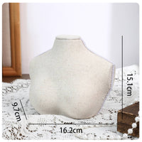 Necklace Display Bust Linen-Covered Necklace Bust Display Stand clothWrapped Pendant Chain Holder