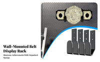 4 Pieces Championship Belt Wall Mount Aluminum Alloy Horizontal Belt Storage Racks Easy Installation for Collectors, Athletes, Game Room, Gym