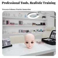 Reusable Eyelash Extension Practice Head Easy to Clean Lash Mannequin Head Realistic Skin Texture for Students, Beginners