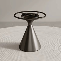 Carbon Steel Cone Side Table Base Tapered Round Pedestal Base Circular Top Frame 55 Cm Table Stand Cross Braces