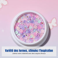 DIY Sequin Nail Art, Round Box, Floral Petals, Face Accessory