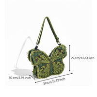 Denim Butterfly Bag Lightweight Convertible Shoulder Backpack for Parties, Teens