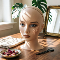 Flat Base Mannequin Head with Shoulders Featureless Hairpiece Display Head