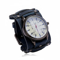 Retro Leather Wristwatch Vintage Inspired Wide Leather Cuff Watch for Concerts