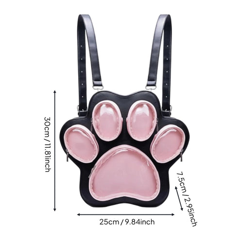 Paw Print Showcase Backpack Large Capacity Paw Print Display Backpack Japanese Style Fashion Accessory for Teens, Collectors, Conventions