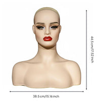 PVC Mannequin Head Smooth Surface Hairpiece Display Head Realistic Face Shape for Studio