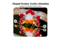 God of the Brand Alth Hair Accessory Representative Gift Chinese New Year Hair Crown Red Decorative Puff Tassel Hairpin