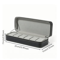 Watch Case with 6 Slots Padded Zippered Watch Organizer Compact for Journeyers, Business Trips