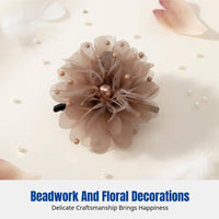 Feather Flower Hair Clip, Peony Clasp, Elegant Updo, Luxury Design for Girls