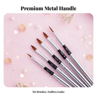 6 Pieces Multiple Sizes Included Nail Art Brush Set Detachable Design Gel Nail Brush Set Professional Quality for Home Use, Beauty School