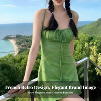 Tummy Control Skirtini Swimsuit Retro Design Two-Piece Swimdress Slimming Effect for Adults, Teens, Hot Season, Resort, Vacation
