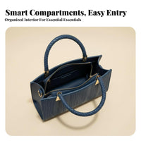 Top-Handle Satchel Detachable Strap Wavy Pattern Satchel Multiple Compartments