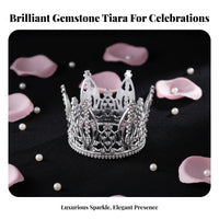 Small Queen Tiara Elegant Design Alloy Crown Cake Decoration Mini Crystal Crown Sparkling Gold Crystal Tiara Versatile