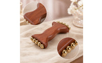 Facial Massage Tool with Two Sides Manual Wooden Face Massager with Metal Beads