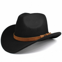 Adjustable wool cowboy hat, wide brim