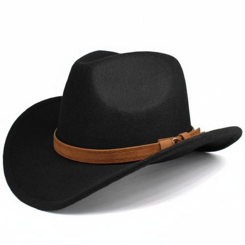 Adjustable wool cowboy hat, wide brim