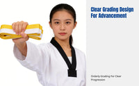 Korean Fighting System Grading Belt Official Rank Hues Fighting Arts Gear Adaptable Reinforced Stitching for Children, Dojo