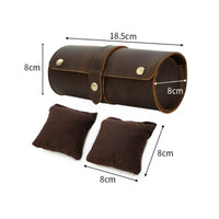 Crazy Horse Leather Watch Pouch Scuff Protection Leather Travel Watch Case Suede Wristwatch Holder Strong Attractive Clasp