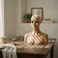 Manikin Head with Shoulders Smooth Finish Mannequin Head Bald Cap-Covered