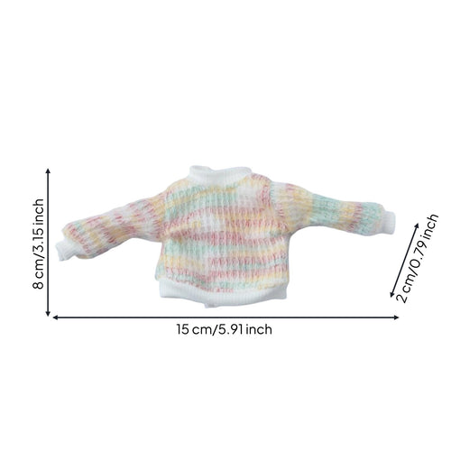 Colorful Knit Doll Top Zip-up Design 20cm Doll Sweater for BJD Hobbyists