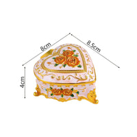 Floral Pattern Jewelry Box European Design Small Storage Gold Trim for Bedroom