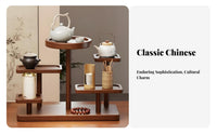 Oriental Design Solid Wood Bracelet Holder Stable Base Wooden Multi-Tier Display Stand Artisanal Look for Collectors, Study