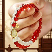 Red Agate Bracelet New Chinese Design Jade Gourd Bracelet Gift Idea for Birthday
