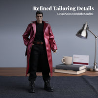 4 Pieces 1/12 Scale Trench Coat Long Lapel Action Figure Clothes Set Straight-Leg Trousers Trench Coat Outfit