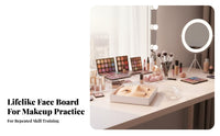 Simulated Skin Texture Makeup Practice Board Realistic 3D Design Silicone Makeup Practice Face Easy to Clean for Beginners, Students