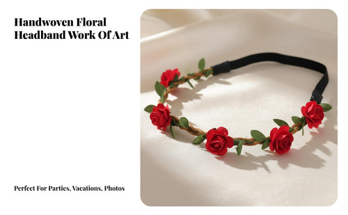Elastic Floral Headband, Handmade Flower Hairpiece for Ladies, Beach Holiday, Wedding, Party