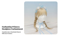 Girls Navy Princess Tiara Headband, Crystal Ribbon, Delicate Flower Fairy Design