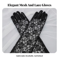 2 Pieces Long transparent Gloves Stretchy Fit design Accessory Elbow Length for Women