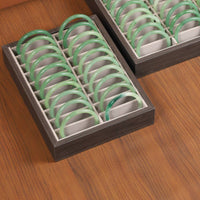 20-Slot Bracelet Tray Wood-Grain Bracelet Organizer Tray Textile-Lined