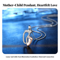 Big and Small Feet Pendant Necklace Sentimental Gift Mom and Baby Feet Necklace