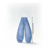 Topstitched Full-Length Wide-Leg Doll Pants High-Waisted Doll Jeans