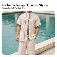 Men's Tang Suit Top, Dai Ethnic, Retro, Short Sleeve, Yunnan Xishuangbanna, Summer