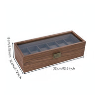 Wooden Watch Box Compartmented Watch Display Box Metal Latch