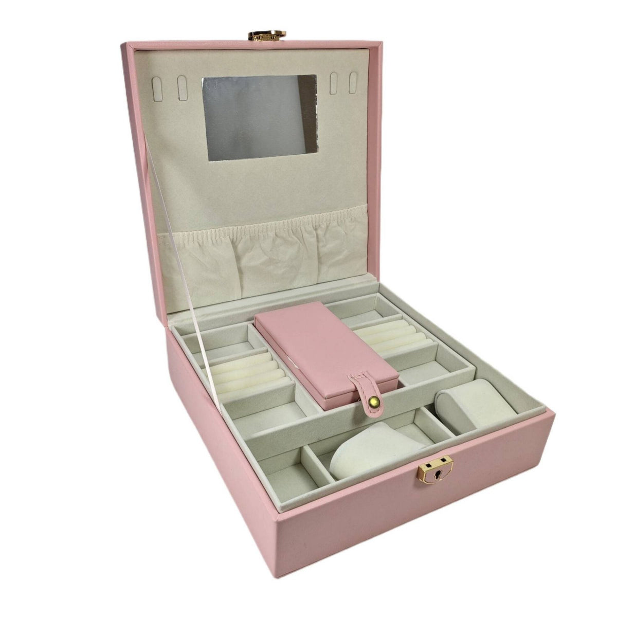 Multi-Tier Jewelry Box Large Capacity Multi-Compartment Jewelry Holder Watch and Band Storage Case Elegant Design for Travel