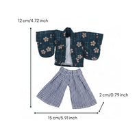 1/12 Scale Doll Kimono Outfit Wide Sleeves Japanese Doll Outfit Clothes Set Japanese Miniature Clothing