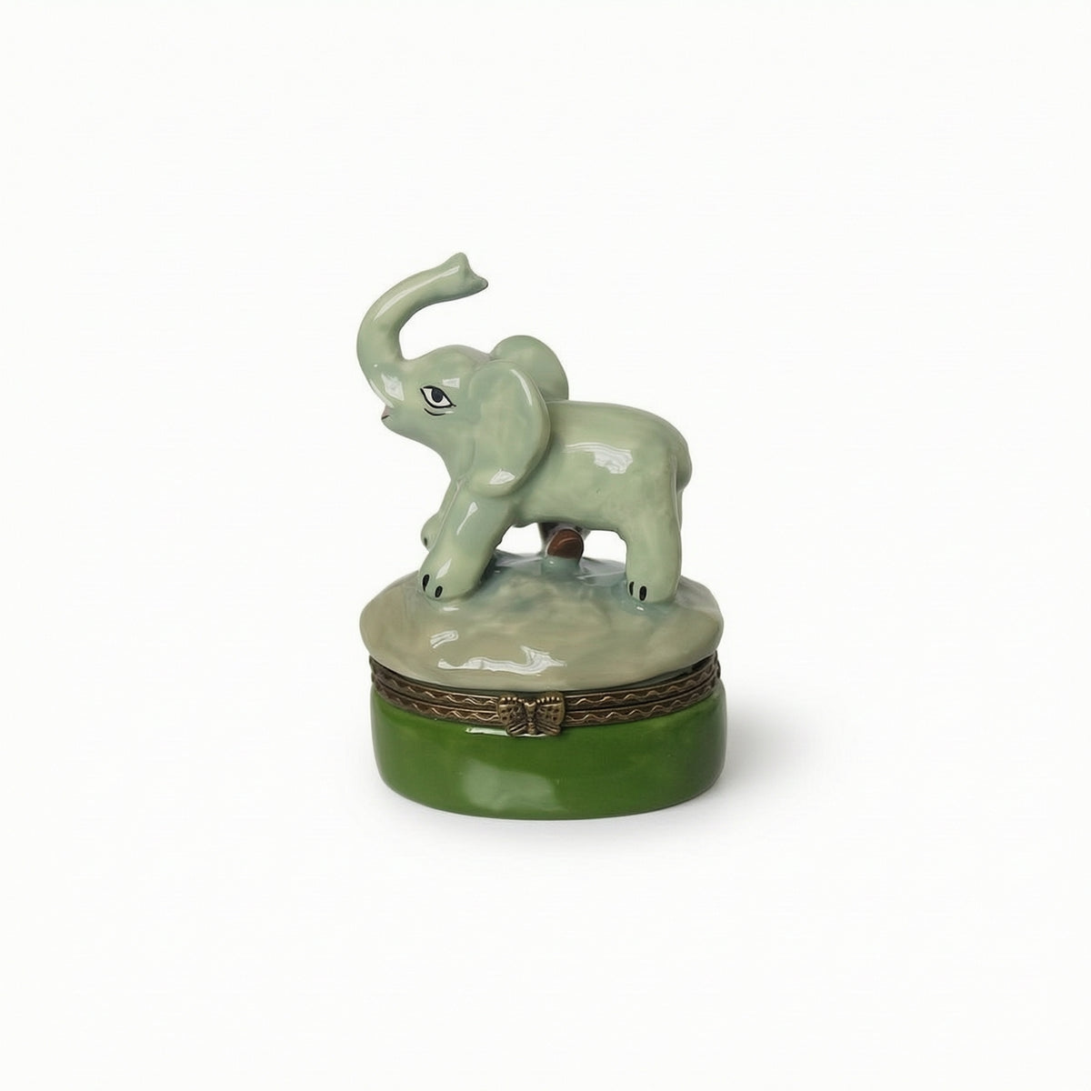 Jewelry Box with Figurine Lid Decorative Ceramic Jewelry Box Gold for Vanity