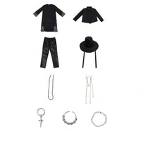 Black Cosplay Costume Full-Body Performance Wear Layered for Men