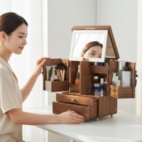Vanity Drawer Organizer Easy to Clean Wooden Makeup Box for Dresser
