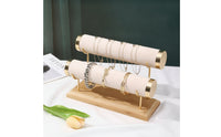 Bracelet Holder with Wooden Base Double-Row Jewelry Display Stand Jewelry Display Holder Multi-Functional Organizer Countertop