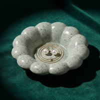 Terrazzo Finish Band Dish Light High-End Ceramic Jewelry Tray Elegant Design Ceramic Jewelry Plate for Women, Nightstand, Entryway, Washroom