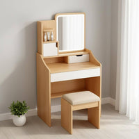 Small Dressing Table Set Space-Saving Design Cosmetic Vanity with Drawers
