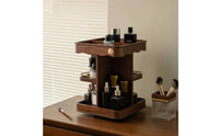 Rotating Wooden Makeup Organizer Large Capacity Walnut Scent Holder Stand Nordic Design Household Storage for Dresser Top