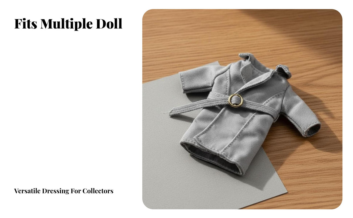 OB11 Doll Coat Long Design 1/12 Scale Doll Outerwear Belted Design Miniature Trench Coat for Hobbyists