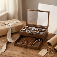 2-Layer Watch Box Drawer Design Display Case Metal Latch